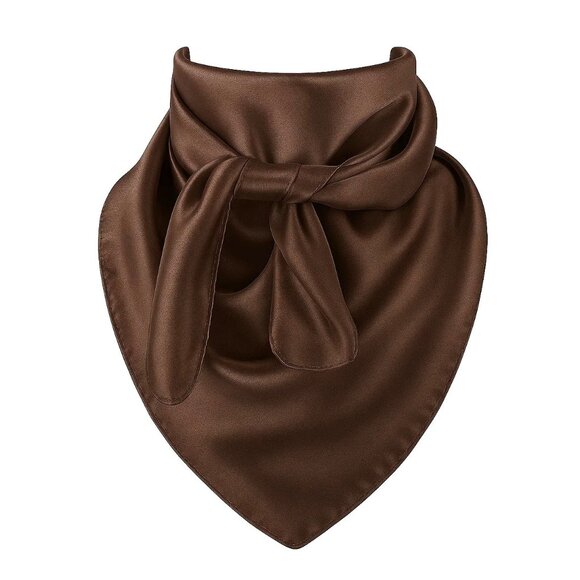 Dark Brown Wild Rag Large Scarf 35x35 Inches Satin Western Accessory Cowgirl or - Picture 1 of 5